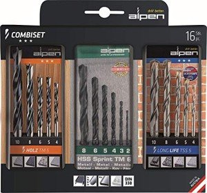 Alpen CV Twist Drill Bit Set, 16 Pieces