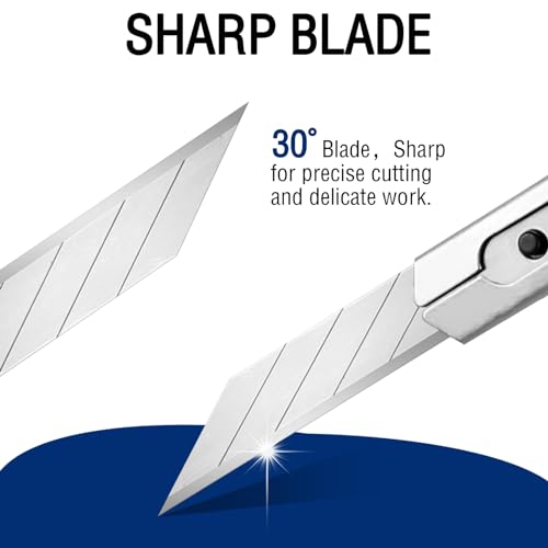 WRAPXPERT Snap off Blades,100 PCS 9mm Utility Knive Replacement Blades,Sharp Steel 30 Degree Box Cutter Blade Refills