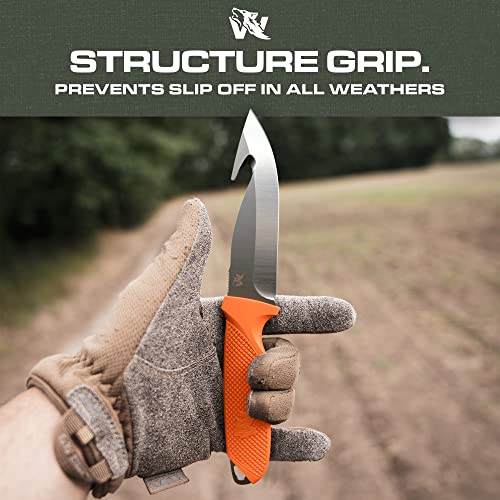 ODENWOLF HUNTER 2 - Tactical Hunting Knife with Gut Hook - Deer Skinning Knife for Hunting - Buck Knife Fixed Blade with Sheath - Field Dressing Knive with Gutting Hook - Survival Knife with Sheath