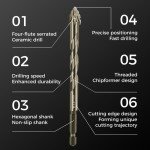4-Flute Serrated Eccentric Drill Bit Set