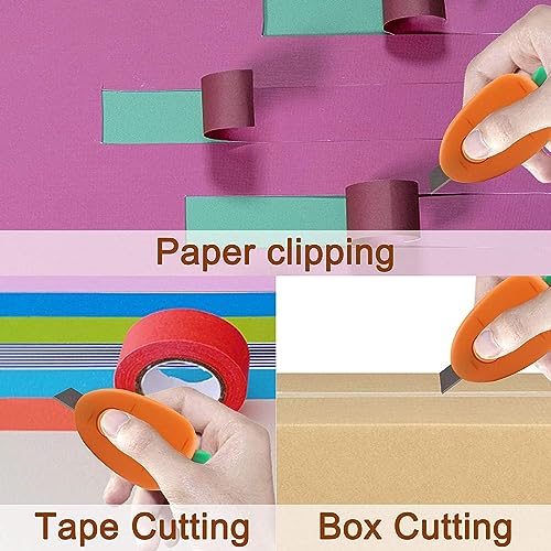 Mini Box Cutter,Fridge Magnet,Mini Portable Utility Knive, Envelope Cutter, Package & Box Opener, Safe Blade Retracts Automatically,Right or Left Handed,Keychain Box Opener,Paper Cuts 2Pcs