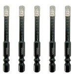 Diamond Drill Bit Set - 5 Pcs, 1/4" Hex