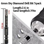 Diamond Drill Bit Set - 5 Pcs, 1/4" Hex