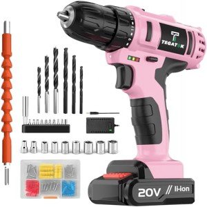 Pink Cordless Drill Set with 18+1 Torque