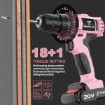 Pink Cordless Drill Set with Battery & Charger