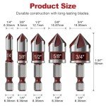 5-Piece High-Speed Countersink Drill Bit Set