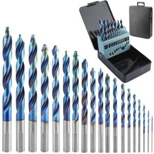 19-Piece Stepped Point Drill Bit Set