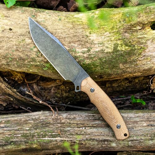 Fixed Blade Knife, Nonslip Micarta Handle, Molded Kydex Sheath with Belt Clip, Full Tang Knive for Outdoor Survival, Camping and EDC