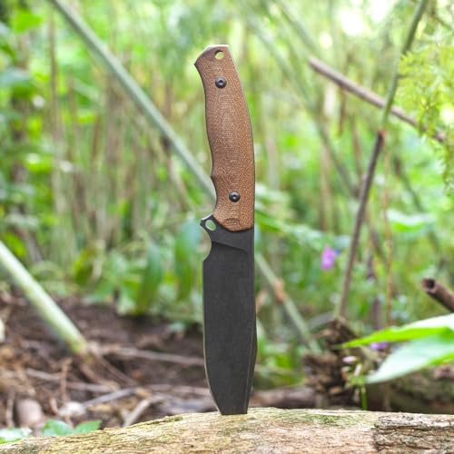 Fixed Blade Knife, Nonslip Micarta Handle, Molded Kydex Sheath with Belt Clip, Full Tang Knive for Outdoor Survival, Camping and EDC