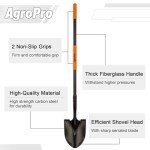 AgroPro Heavy Duty Metal Shovel with Fiberglass Handle