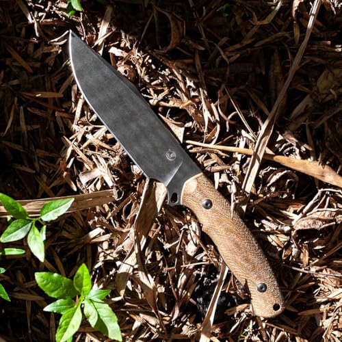 Fixed Blade Knife, Nonslip Micarta Handle, Molded Kydex Sheath with Belt Clip, Full Tang Knive for Outdoor Survival, Camping and EDC