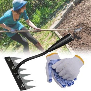 Heavy-Duty Iron Weeding Rake with 6 Teeth