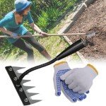 Heavy-Duty Iron Weeding Rake with 6 Teeth