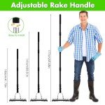 15" Heavy Duty Metal Thatch Rake with Adjustable Handle