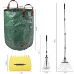 Adjustable Leaf Rake Set with Waste Bag
