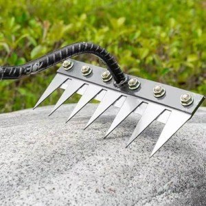 Upgraded Carbon Steel Garden Weeding Rake 5 Teeth