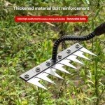Upgraded Carbon Steel Garden Weeding Rake 5 Teeth