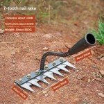 Upgraded Carbon Steel Garden Weeding Rake 5 Teeth