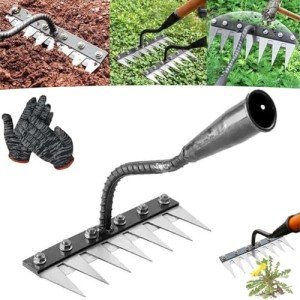 Heavy-Duty Iron Rake for Gardening and Weeding