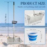 Stainless Steel Sand Flea Rake with Detachable Handle