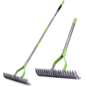 WORKPRO 15-Inch Heavy Duty Thatch Rake with Handle