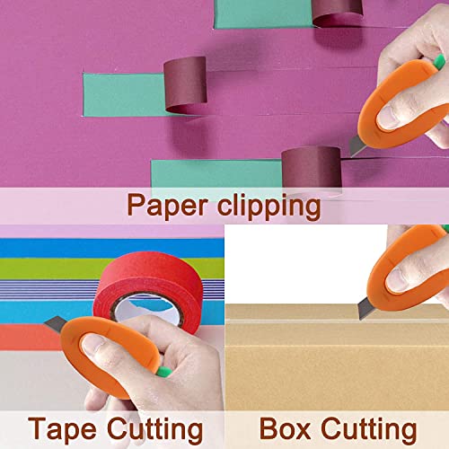 2Pcs Mini Box Cutter,Fridge Magnet,Mini Portable Utility Knive, Envelope Cutter, Package & Box Opener, Safe Blade Retracts Automatically,Right or Left Handed,Keychain Box Opener,Paper Cuts