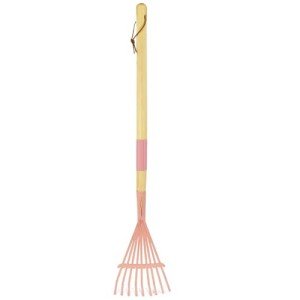 Kids Pink Leaf Rake with Metal Tines – 27