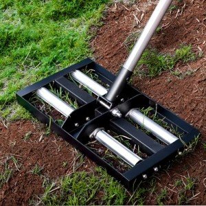Lawn Leveling Rake with Adjustable Handle and Rollers