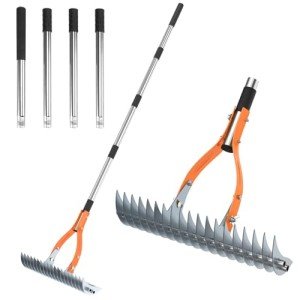 15-Inch Thatch Rake with Steel Tines and Handle