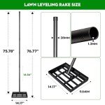 Heavy Duty 14"x10" Lawn Leveling Rake