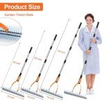 15-Inch Thatch Rake with Steel Tines and Handle
