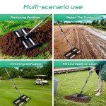 Lawn Leveling Rake with Adjustable Handle and Rollers