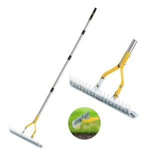 15-Inch Heavy-Duty Thatch Rake for Lawns