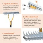 TOOVEM Heavy Duty Lawn Thatch Rake with Ergonomic Handle