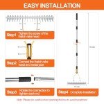 TOOVEM Heavy Duty Lawn Thatch Rake with Ergonomic Handle