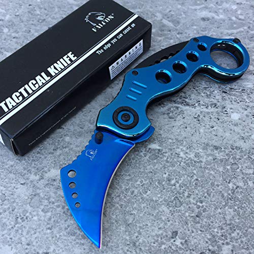 Falcon KS3393 7.25 In. Colorful Folding Pocket Knive with 2.5" Clip Point Blade for Outdoor, Tactical, Survival and EDC