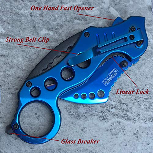 Falcon KS3393 7.25 In. Colorful Folding Pocket Knive with 2.5" Clip Point Blade for Outdoor, Tactical, Survival and EDC