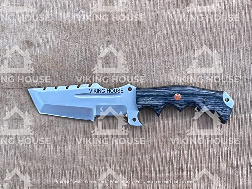 VIKING HOUSE ,I Handmade Tracker Knife, D2 steel Hunting Knives, Dollar Wood Handle Fixed Blade Knive Right Hand Scout Carry Buffalo leather Sheath and Sharpening Stone for Hunting Camping Survival and EDC
