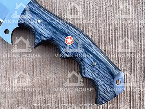 VIKING HOUSE ,I Handmade Tracker Knife, D2 steel Hunting Knives, Dollar Wood Handle Fixed Blade Knive Right Hand Scout Carry Buffalo leather Sheath and Sharpening Stone for Hunting Camping Survival and EDC