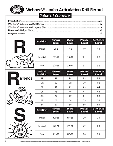 Webber's® Jumbo Articulation Drill Book: Reproducible drill sheets for target sounds in the initial, medial, and final positions of Words, Phrases, and Sentences! Includes hundreds of delightful pictures.