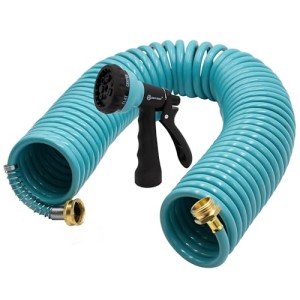 AUTOMAN 50ft Curly Garden Hose with Sprayer