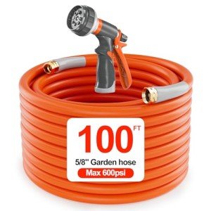 Heavy Duty 100 ft Garden Hose with Nozzle