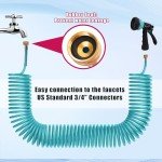 AUTOMAN 50ft Curly Garden Hose with Sprayer