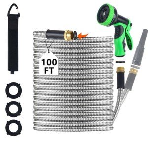 DEDUR Flexible 100 Ft Garden Hose with Nozzles