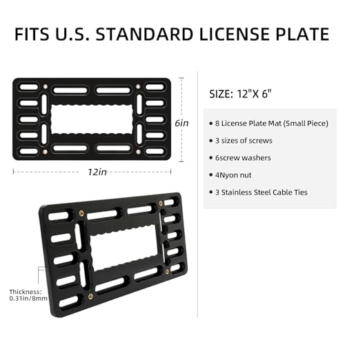XCLPF Front License Plate Bracket. no Drill Front License Plate Bracket .Front License Plate mounting kit. Universal Bumper Car Frame Mount Adapter with Stainless Steel Screw Cap,Cable Ties