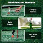 Aluminum 3-in-1 Camping Tent Hammer & Stake Puller
