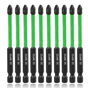 10-Piece 90mm PZ2 Magnetic Impact Screwdriver Bits Set