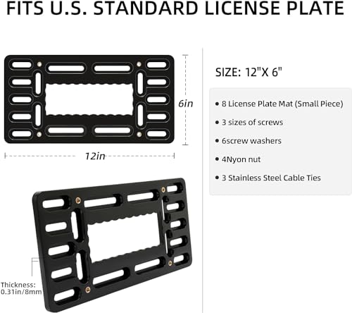 XCLPF Front License Plate Bracket. no Drill Front License Plate Bracket .Front License Plate mounting kit. Universal Bumper Car Frame Mount Adapter with Stainless Steel Screw Cap,Cable Ties