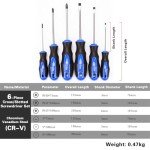 6-Piece Magnetic Screwdriver Set with Non-Slip Handles
