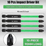 10-Piece Magnetic PZ2 Impact Screwdriver Bit Set